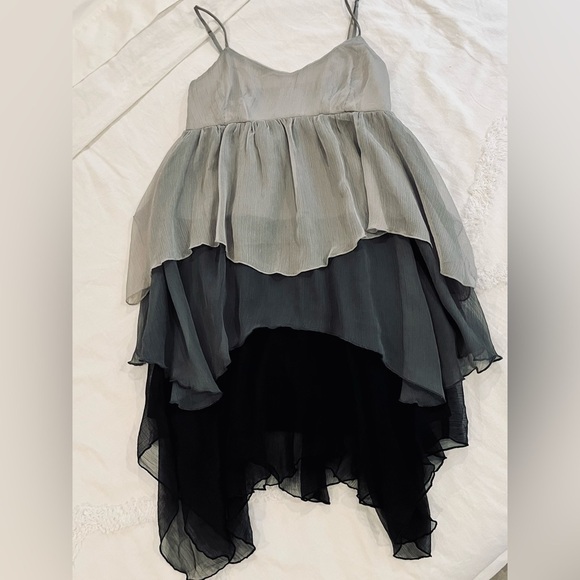 Vintage Layered Gray and Black Mini Dress - Picture 2 of 5